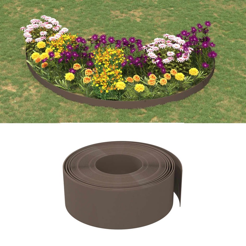 Berkfield Garden Edgings 4 pcs Brown 10 m 20 cm Polyethylene