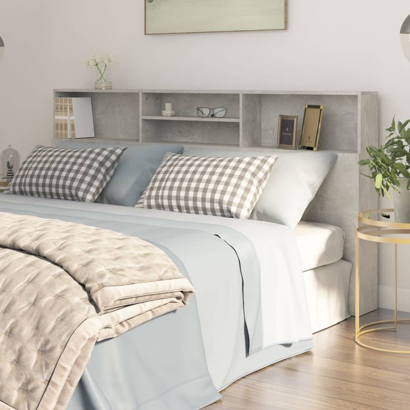 Berkfield Headboard Cabinet Concrete Grey 200x19x103.5 cm