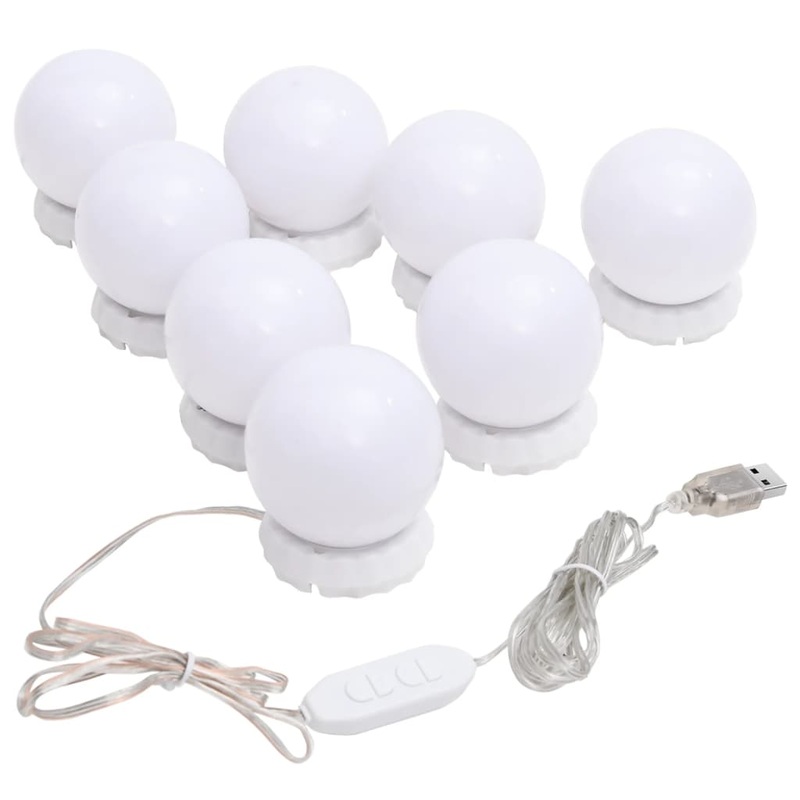 Berkfield Mirror Light with 8 LED Light Bulbs Warm White and Cold White