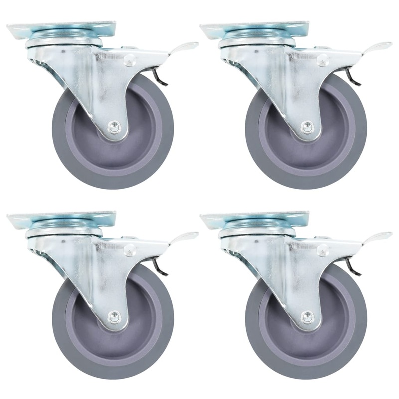 Berkfield Swivel Casters with Double Brakes 4 pcs 75 mm