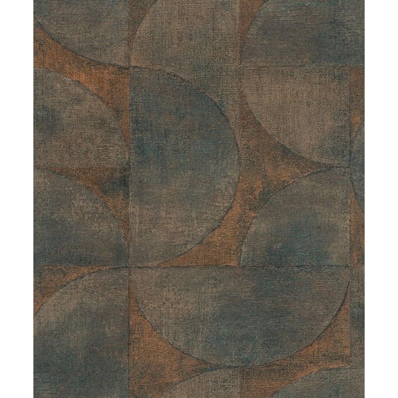 Noordwand Vintage Deluxe Wallpaper Graphic Circle Look Green and Brown