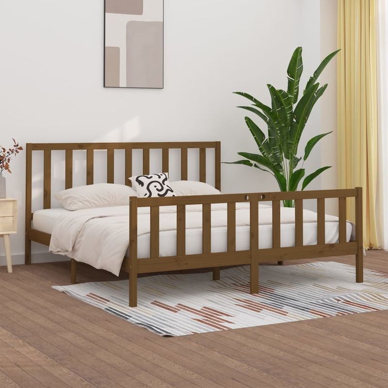 Berkfield Bed Frame Honey Brown Solid Wood 200×200 cm