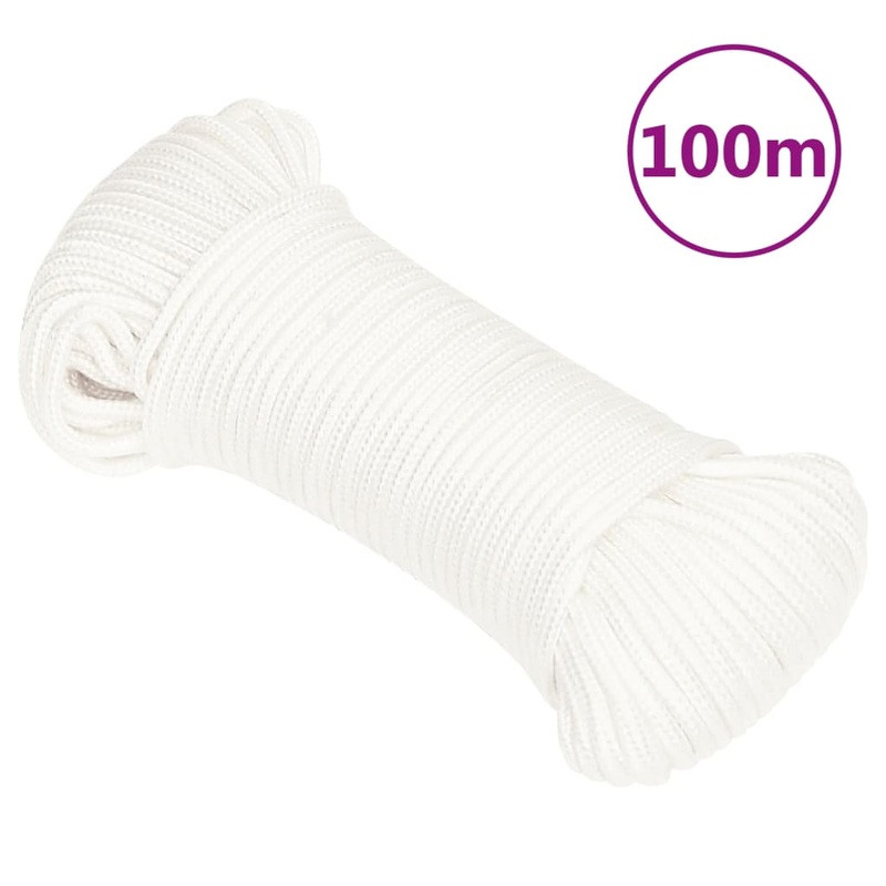 Berkfield Boat Rope Full White 4 mm 100 m Polypropylene