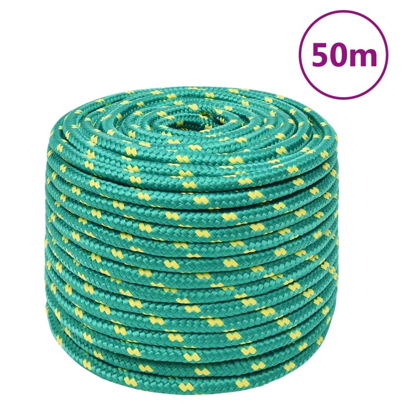 Berkfield Boat Rope Green 14 mm 50 m Polypropylene