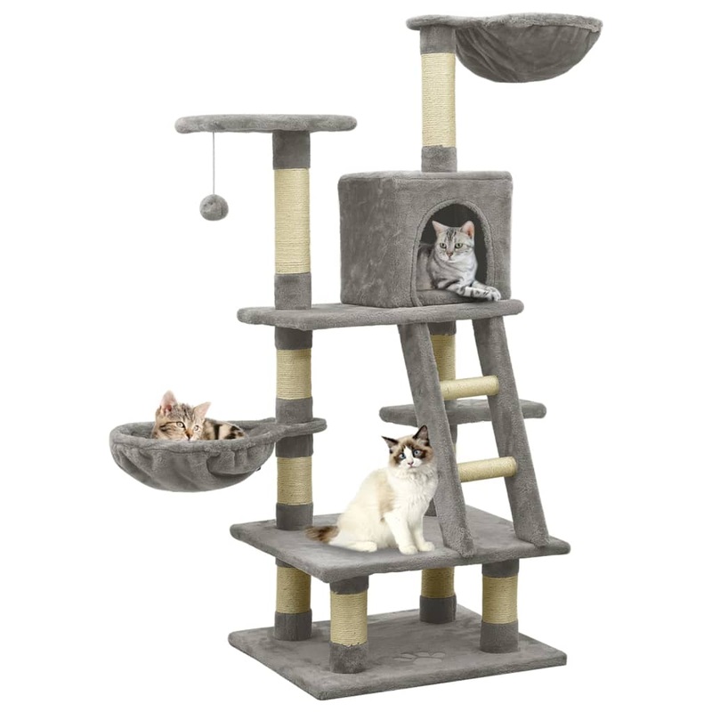 Berkfield Cat Tree with Sisal Scratching Posts Grey 122 cm
