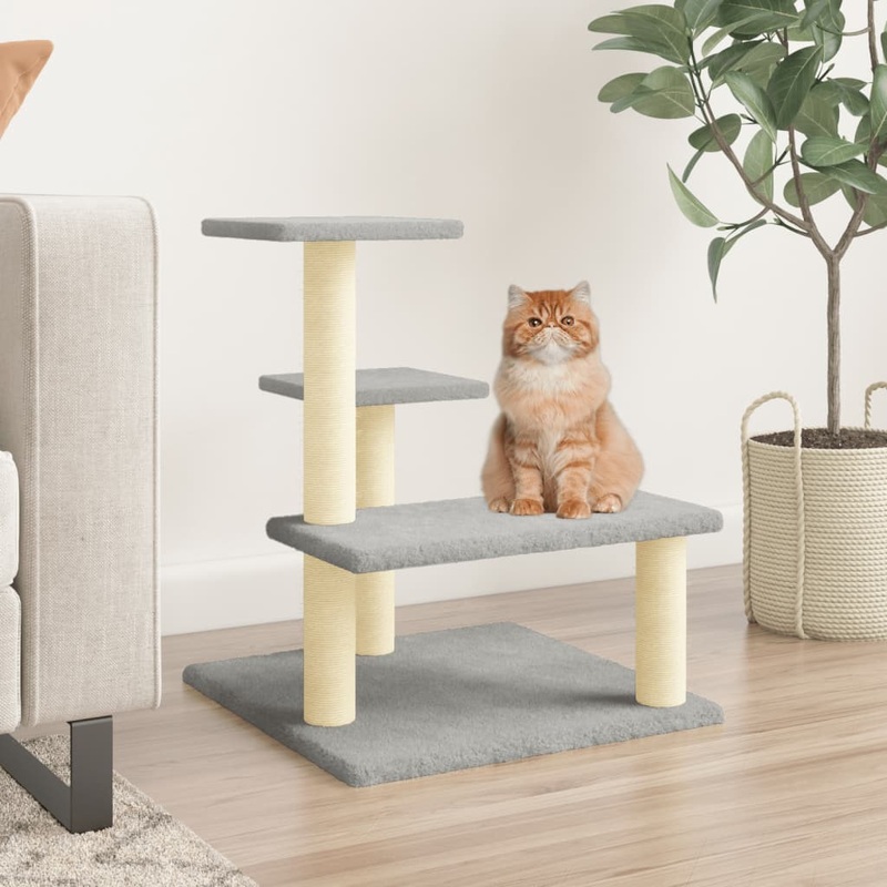 Berkfield Cat Tree with Sisal Scratching Posts Light Grey 61 cm