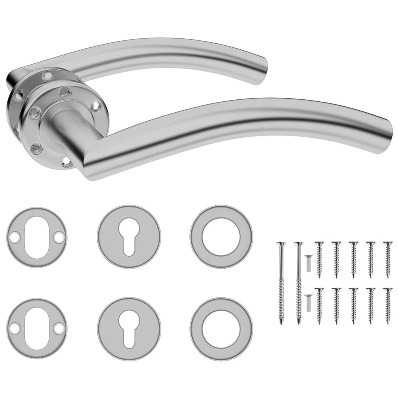 Berkfield Curved Door Handle Set with PZ Profile Cylinder Stainless Steel