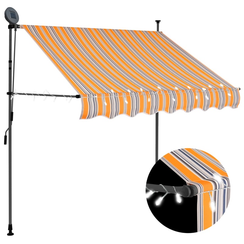Berkfield Manual Retractable Awning with LED 150 cm Yellow and Blue