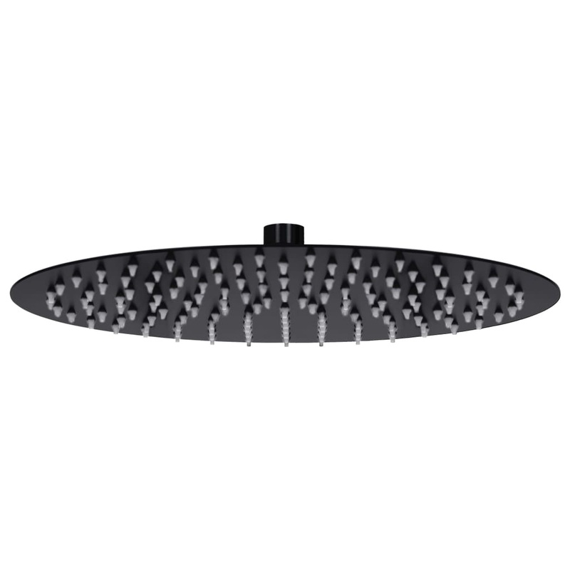 Berkfield Rain Shower Head Stainless Steel 30 cm Round Black