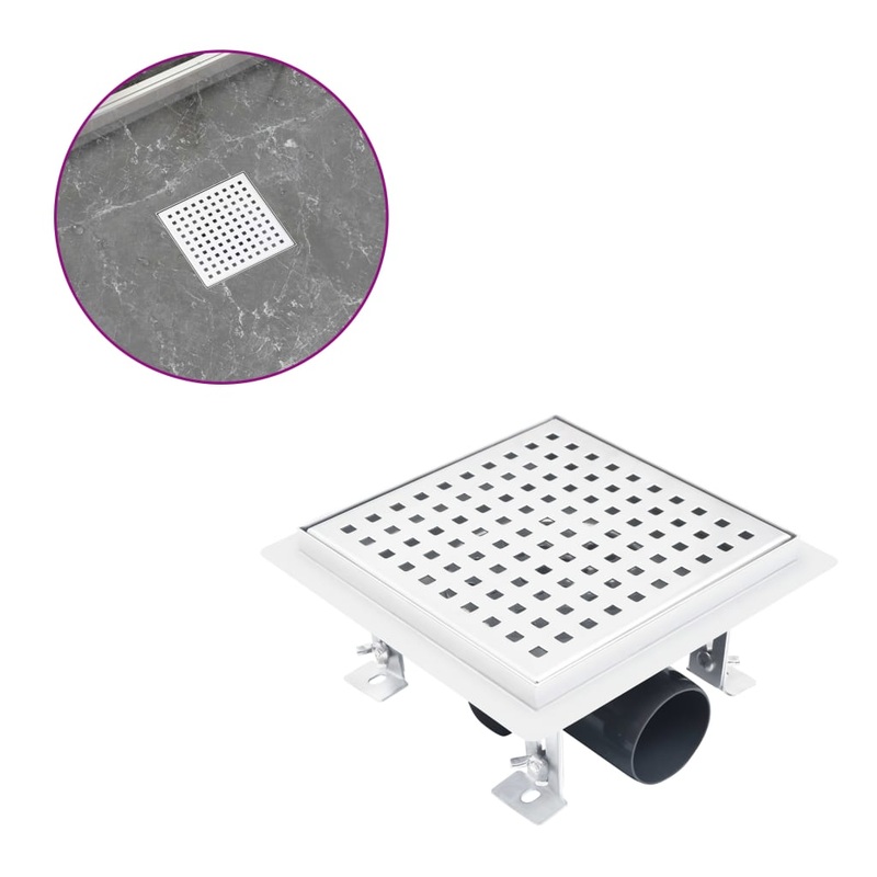 Berkfield Shower Drain 18×18 cm Stainless Steel