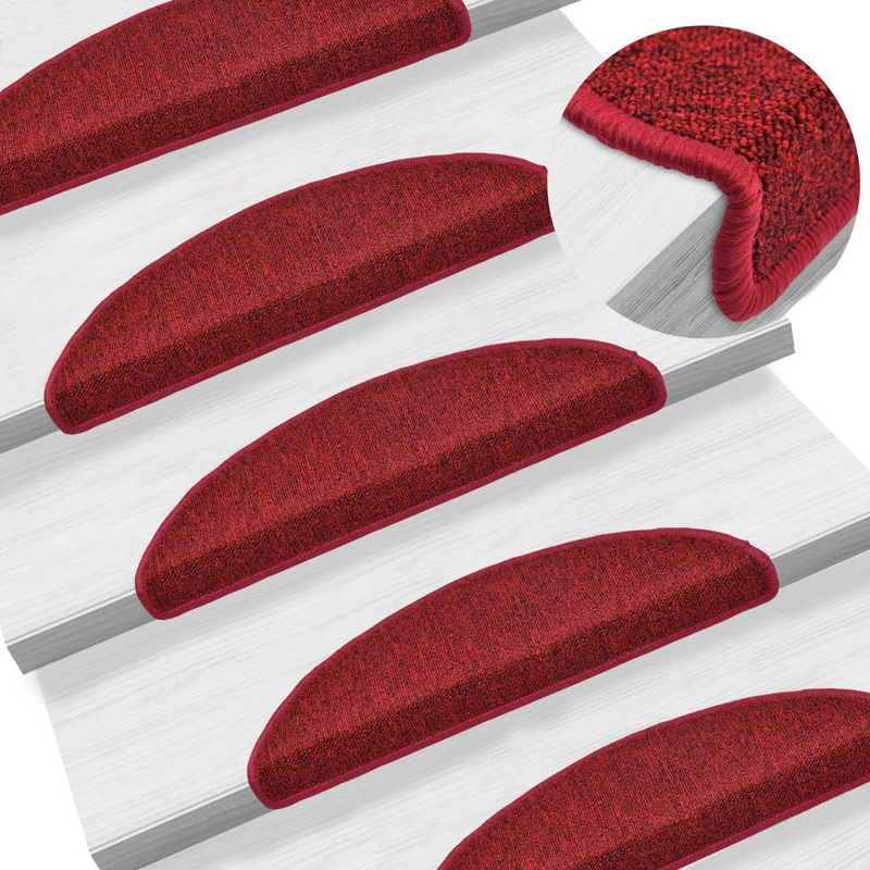 Berkfield Stair Mats 5 pcs 56x17x3 cm Bordeaux Red