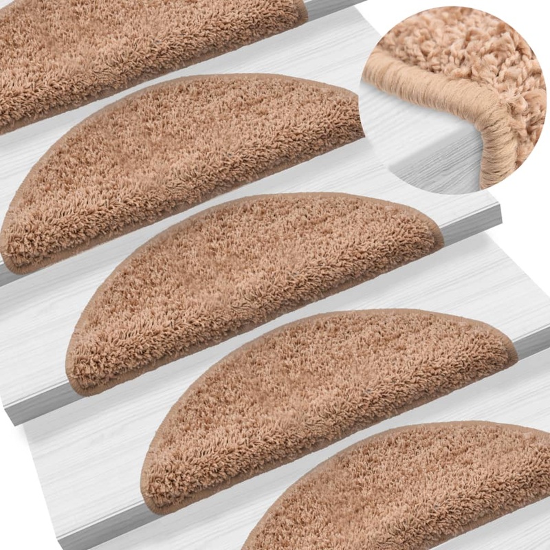 Berkfield Stair Mats 5 pcs 65x21x4 cm Beige