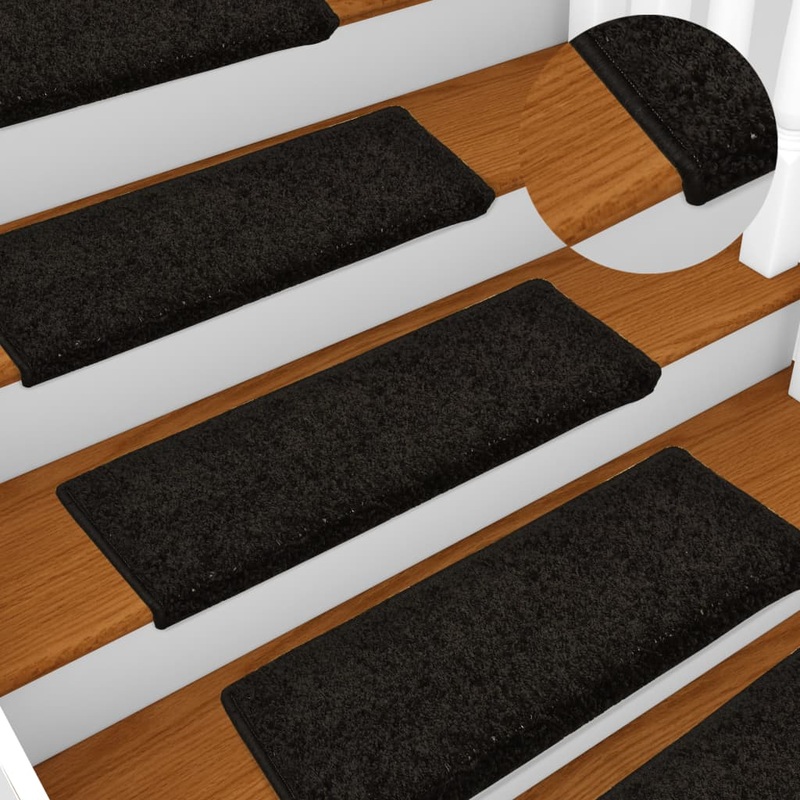 Berkfield Stair Mats 5 pcs 65x21x4 cm Black