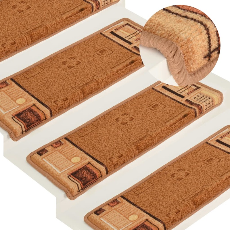 Berkfield Stair Mats Self-adhesive 5 pcs 65x21x4 cm Beige