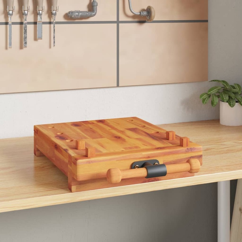 Berkfield Workbench Tabletop with Vice 52x36x9.5 cm Solid Wood Acacia