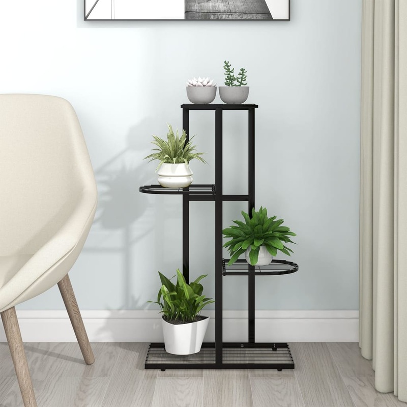 Berkfield 4-Floor Flower Stand 43x22x76 cm Black Metal
