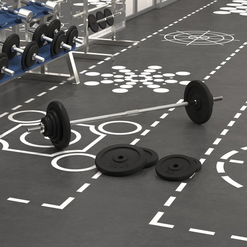 Berkfield Barbell with Plates 60 kg Cast Iron