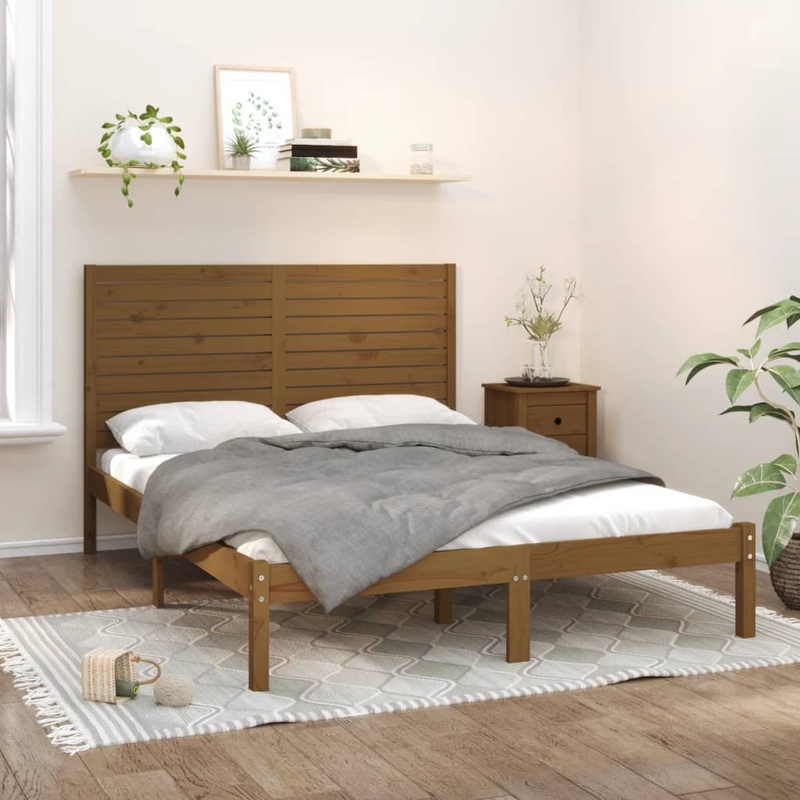 Berkfield Bed Frame Honey Brown Solid Wood 120×200 cm
