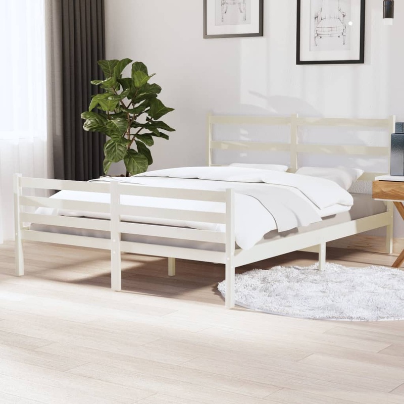Berkfield Bed Frame Solid Wood Pine 140×190 cm White