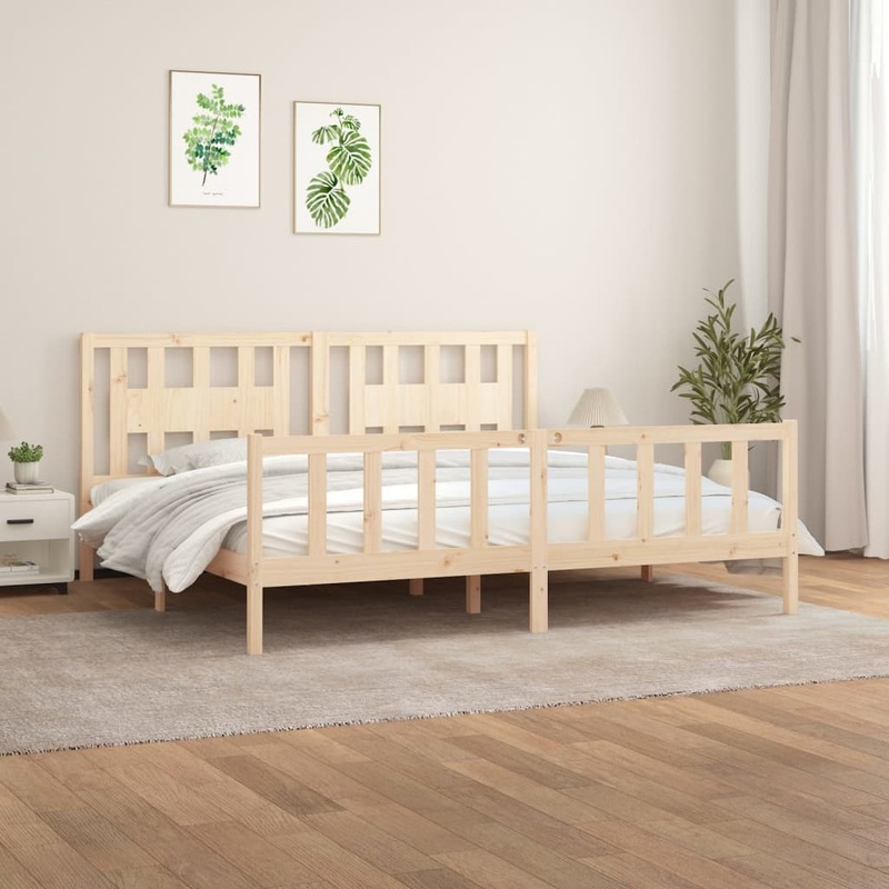 Berkfield Bed Frame with Headboard Solid Wood Pine 200×200 cm