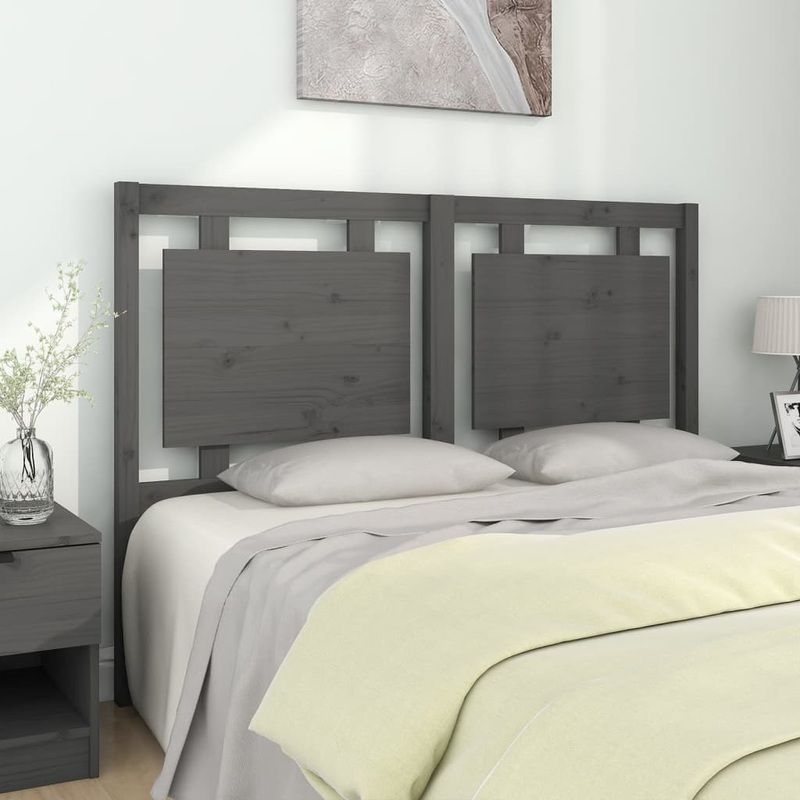Berkfield Bed Headboard Grey 140.5x4x100 cm Solid Pine Wood