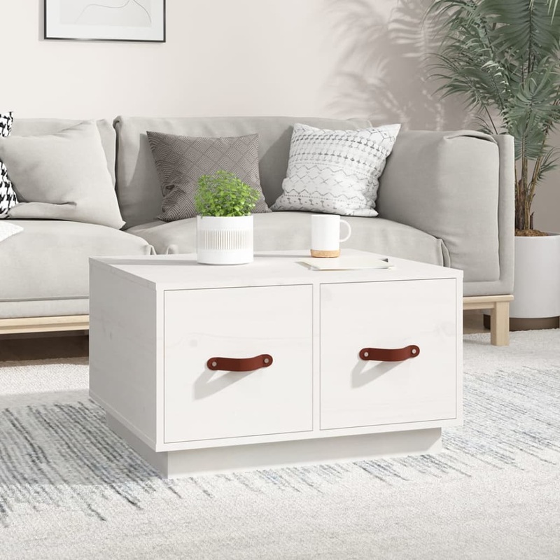 Berkfield Coffee Table White 60x53x35 cm Solid Wood Pine