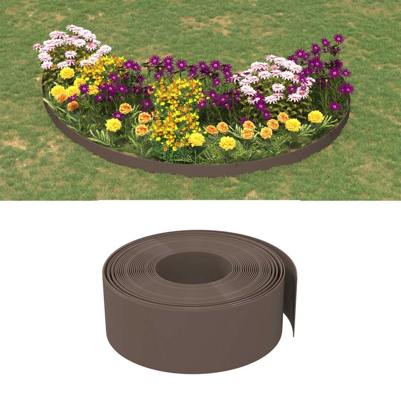 Berkfield Garden Edgings 2 pcs Brown 10 m 20 cm Polyethylene