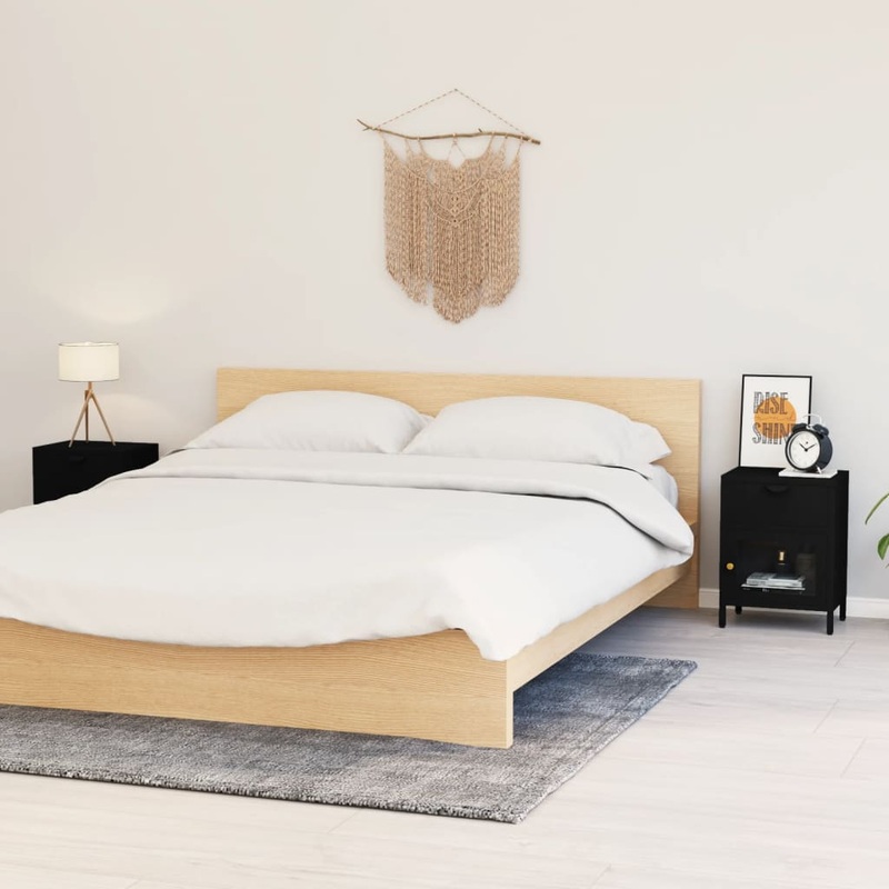 Berkfield Nightstands 2 pcs Black 40x30x54.5 cm Steel and Glass