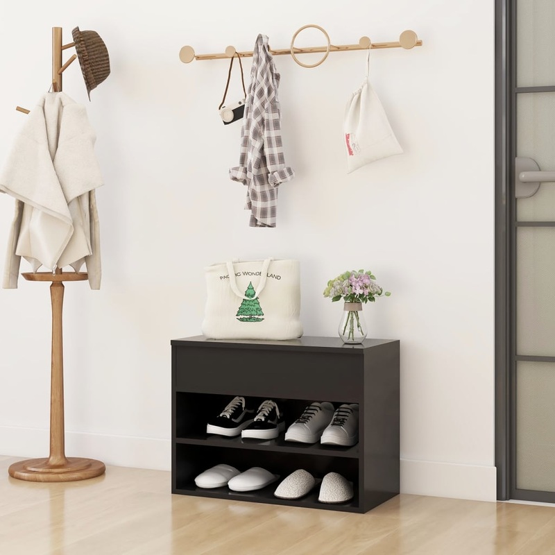 Berkfield Shoe Bench Grey 60x30x45 cm Engineered Wood