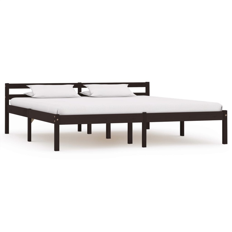 Berkfield Bed Frame Dark Brown Solid Pine Wood 160×200 cm