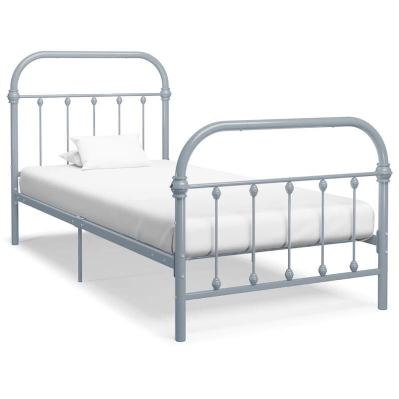 Berkfield Bed Frame Grey Metal 90×200 cm