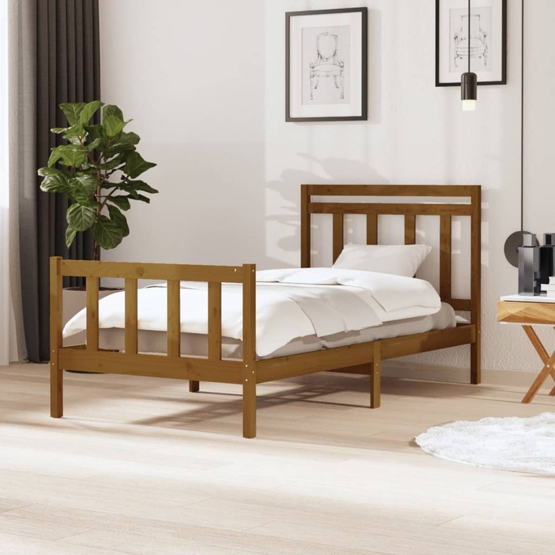 Berkfield Bed Frame Honey Brown Solid Wood 100×200 cm