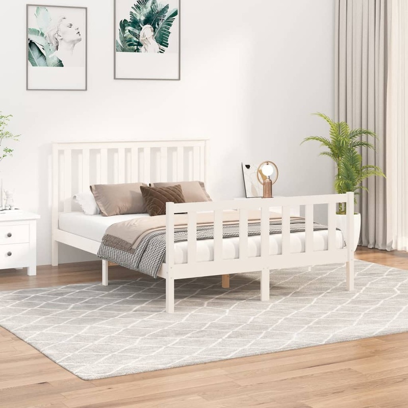 Berkfield Bed Frame with Headboard White 120×200 cm Solid Wood Pine