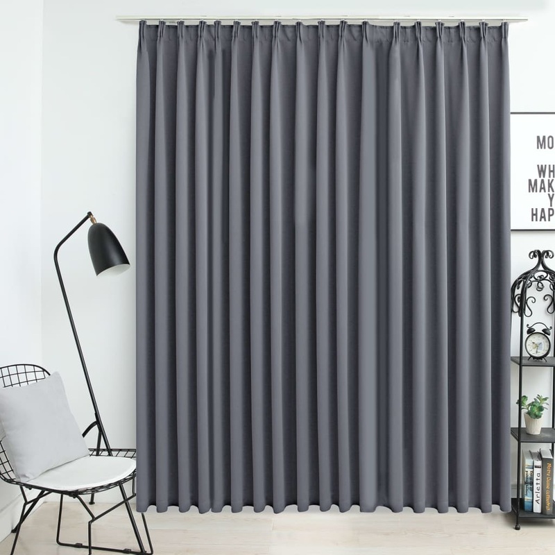Berkfield Blackout Curtain with Hooks Grey 290×245 cm