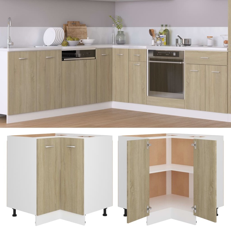 Berkfield Corner Bottom Cabinet Sonoma Oak 75.5×75.5×80.5 cm Engineered Wood