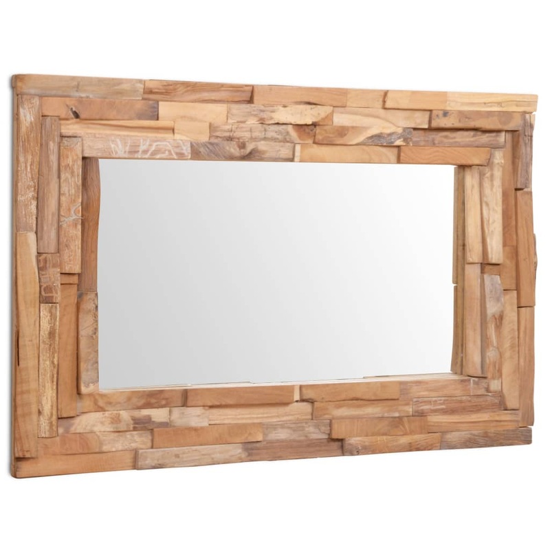 Berkfield Decorative Mirror Teak 90×60 cm Rectangular