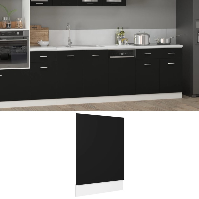 Berkfield Dishwasher Panel Black 45x3x67 cm Engineered Wood