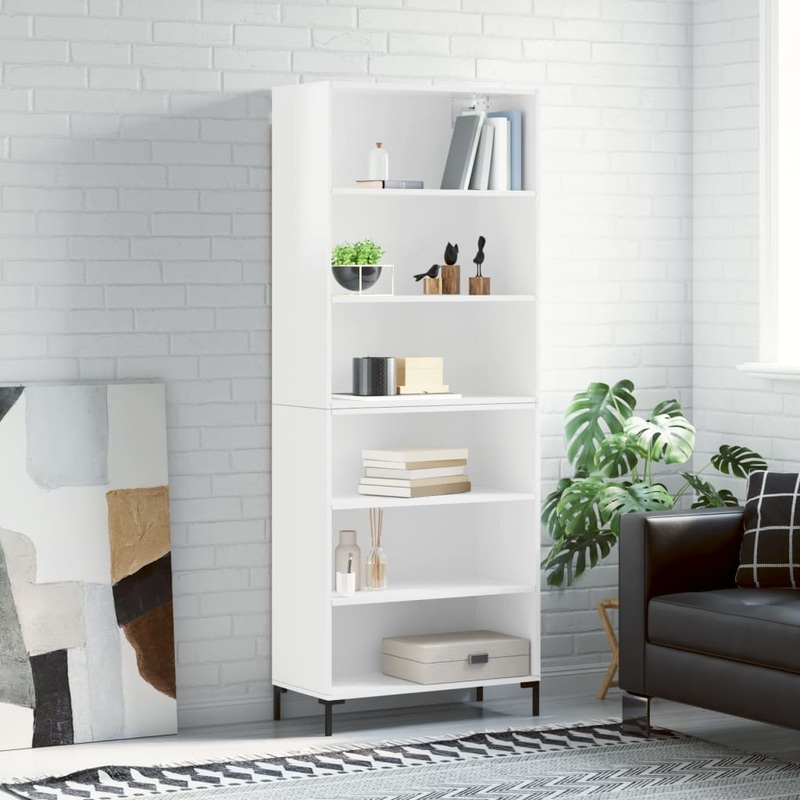 Berkfield Highboard High Gloss White 69.5×32.5×180 cm Engineered Wood