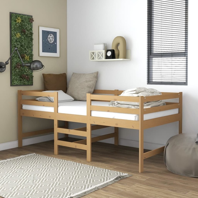 Berkfield Mid-high Bed Honey Brown Solid Pinewood 90×200 cm