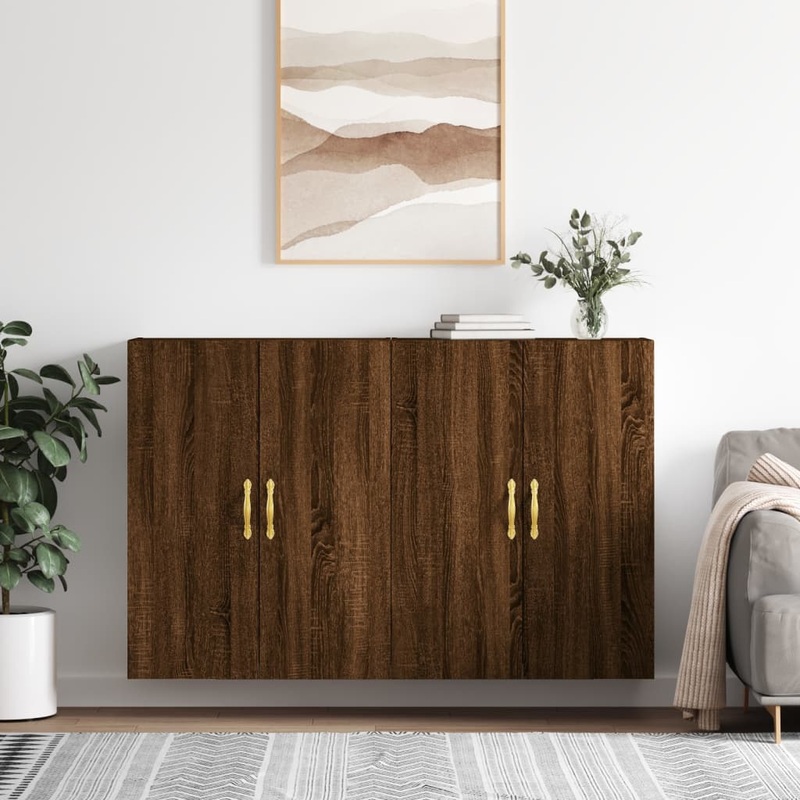 Berkfield Wall Mounted Cabinets 2 pcs Brown Oak 69.5x34x90 cm