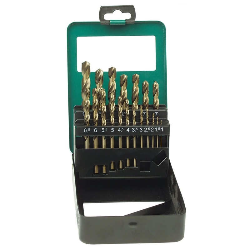 Br_der Mannesmann 19 Piece HSS Twist Drills Set Cobalt