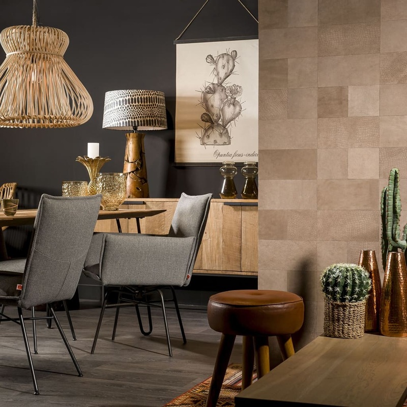 WallArt Leather Tiles Argyle Smokey Taupe 32 pcs