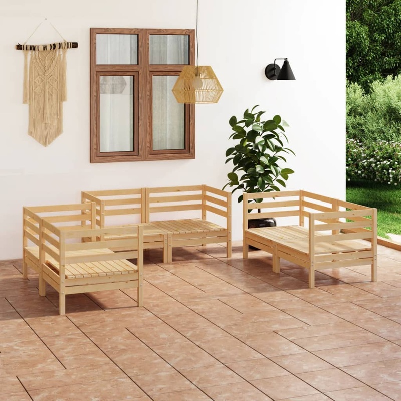 Berkfield 6 Piece Garden Lounge Set Solid Pinewood