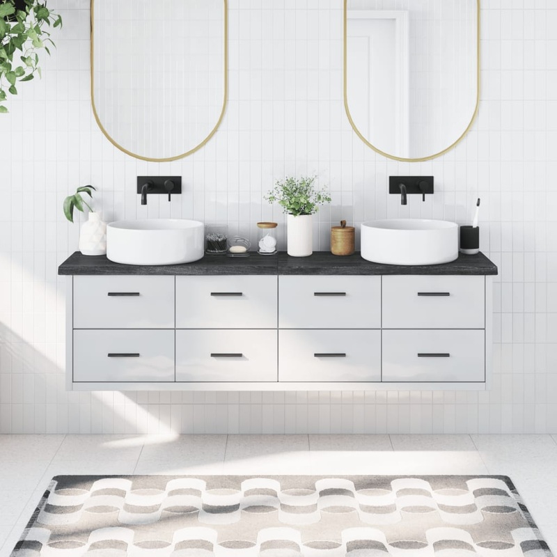 Berkfield Bathroom Countertop Dark Grey 180x30x4 cm Treated Solid Wood