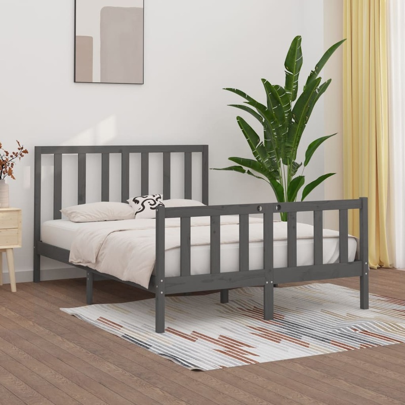 Berkfield Bed Frame Grey Solid Wood 140×200 cm