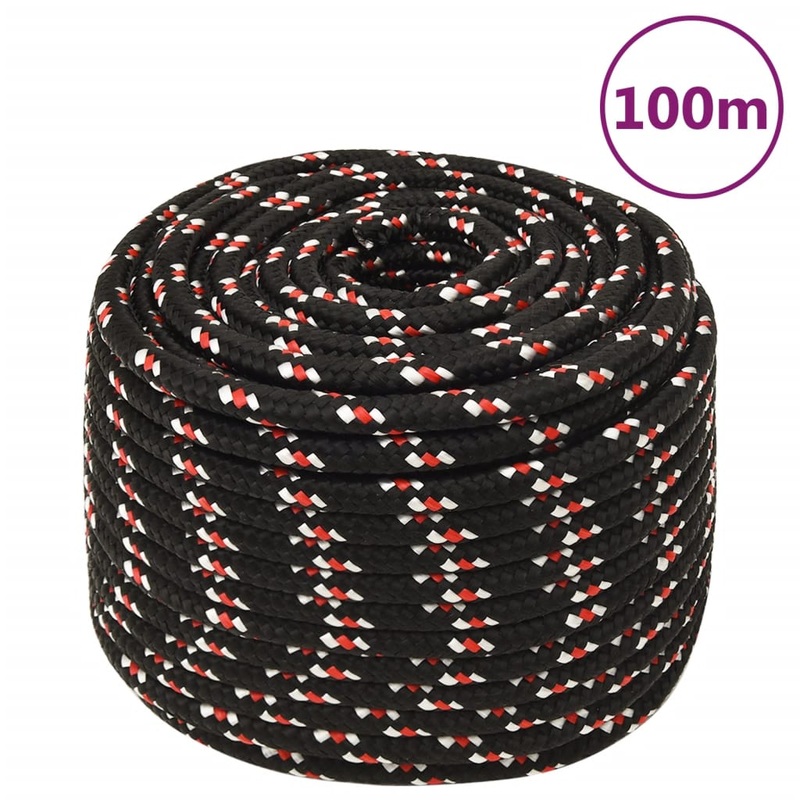 Berkfield Boat Rope Black 12 mm 100 m Polypropylene