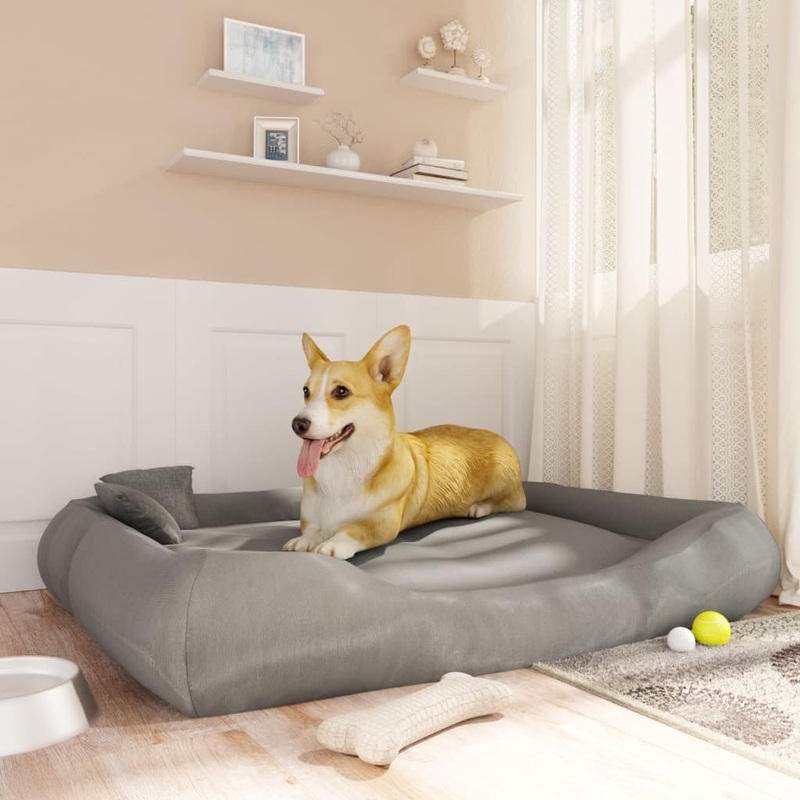 Berkfield Dog Cushion with Pillows Grey 135x110x23 cm Oxford Fabric
