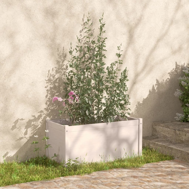 Berkfield Garden Planter White 100x50x50 cm Solid Pinewood