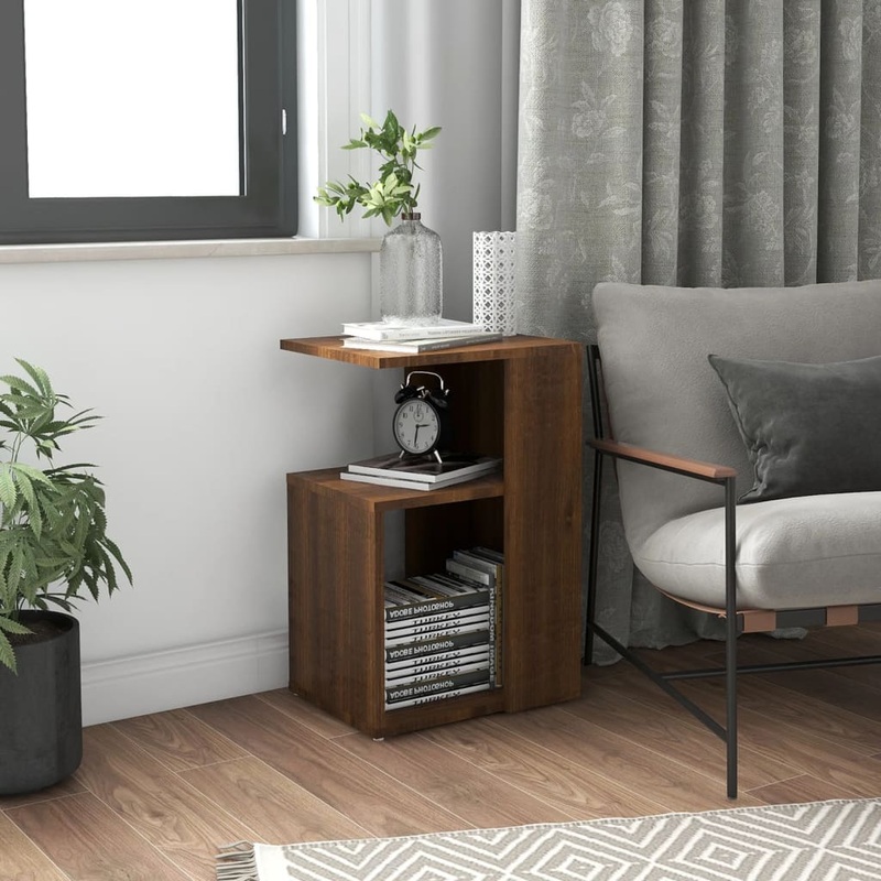 Berkfield Side Table Brown Oak 36x30x56 cm Engineered Wood