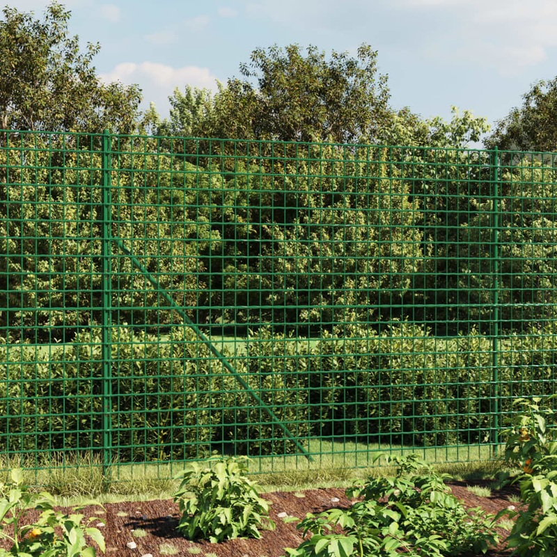 Berkfield Wire Mesh Fence with Spike Anchors Green 1.8×10 m